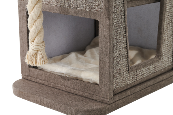 Katzenhaus Indoor Nobby Ulvi 2 in 1 - 76cm hoch - Katzen Kratzbaum und Katzenhöhle 2-stöckig